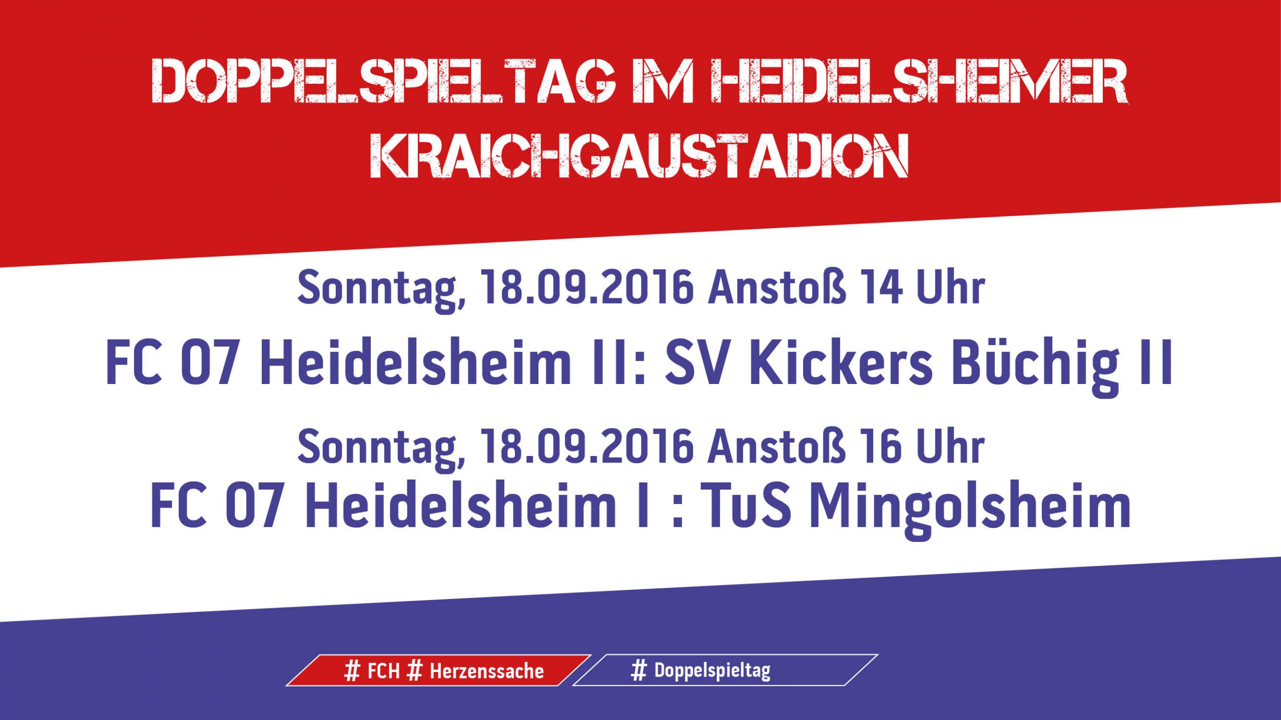 You are currently viewing Doppelspieltag im Heidelsheimer Kraichgaustadion am kommenden Sonntag, 18. September 2016
