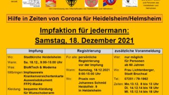 Impfaktion in Heidelsheim am Samstag, 18. Dezember 2021 – Wir helfen mit!